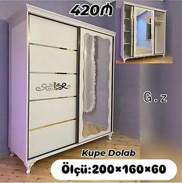 2 qapılı, Güzgülü, Ağ, Kupe, Düz dolab