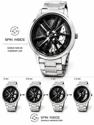 Metall qayışlı, analoq mexanizmli “Spin Inside” dizaynlı qol saatı - — 2
