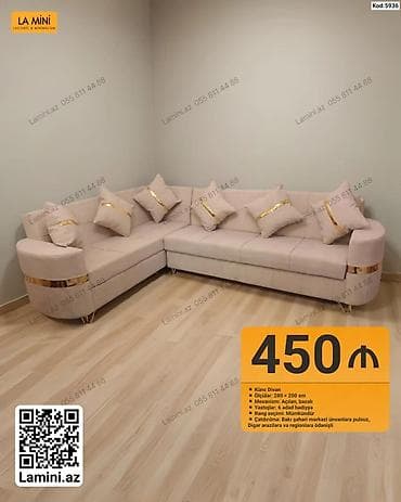 oturaca: Künc divan – Kod: 5936 - Ölçülər: 280 × 200 sm - Mexanizm: Açılan — 1