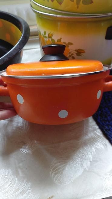 metbex perdeleri 2021: Emallı qab-qacaq dəsti - Material: klassik emal örtüklü metal - — 1