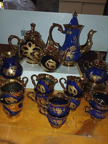 Çay dəsti, rəng - Göy, Farfor, 12 nəfərlik — 3