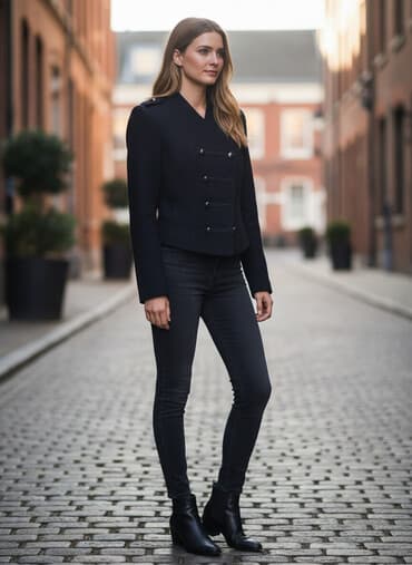 H&M qadın qısa jaket - Rəng: qara - Ölçü: EUR 38 / US 8 / CA 8 /