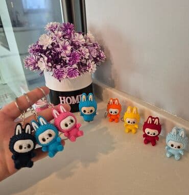 sef qaplar: Labubu personajının müxtəlif rənglərdə təqdim olunan açar zəncirləri — 1