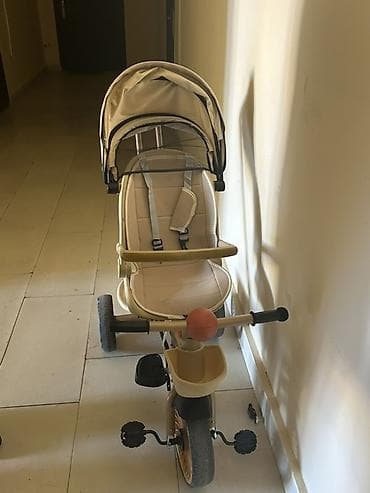 velosiped 26 qatlanan: Uşaq üçtəkərli velosipedi – bej rəng - Qatlana bilən geniş günqoruyucu — 1