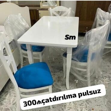metbex stolu: Qonaq otağı üçün, Yeni, Açılmayan, Dördbucaq masa, 4 stul — 1