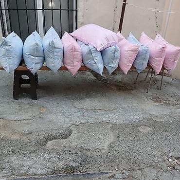 tük yastıqlar: Tüklü yastıqlar - Ölçülər: hazır 50×70 və 70×70 - Dolğu variantları — 8