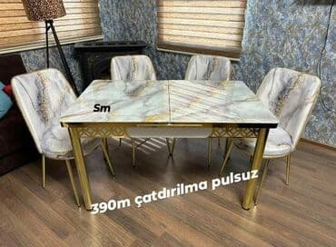 yigilib acilan stollar: Mətbəx üçün, Yeni, Açılan, Dördbucaq masa, 4 stul — 3