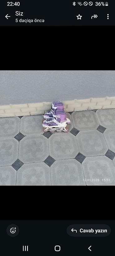 idman ayaqqabı: Uşaq üçün tənzimlənən inline konkisilər - Rəng: bənövşəyi/ağ - — 4