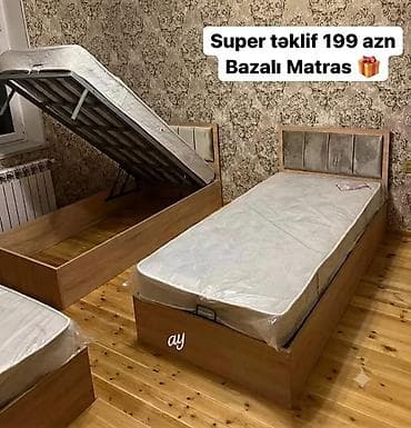 gen: Bazalı tək nəfərlik çarpayı + matras - Üst hissəsi qaldırılan bazalı — 1