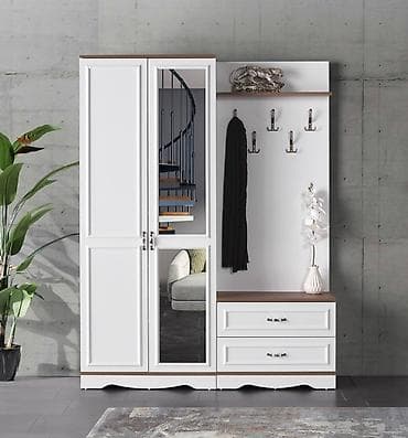 Yeni, 2 qapılı, Güzgülü, Ağ, Digər material, Açılan, Düz dolab