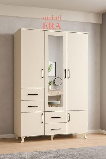 dolab kombi: Yeni, 4 qapılı, Siyirməli, Ağ, Digər material, Açılan, Düz dolab — 4