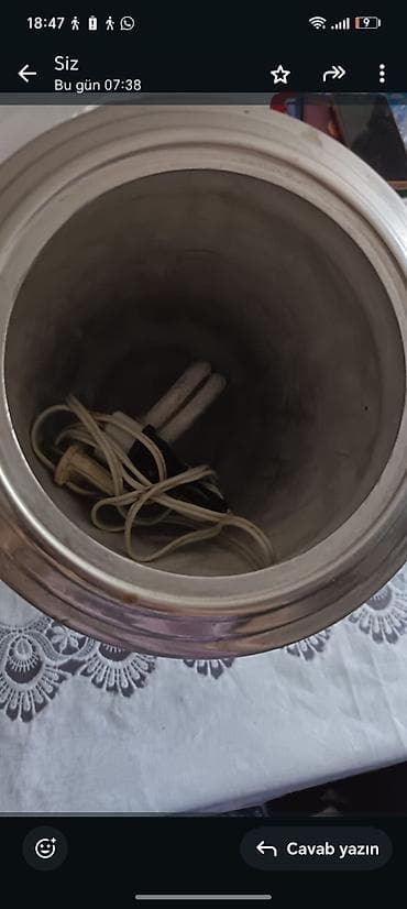 havalandrma: Elektrik samovar yenidir islenmeyib - Material: cilalanmış metal/krom — 2