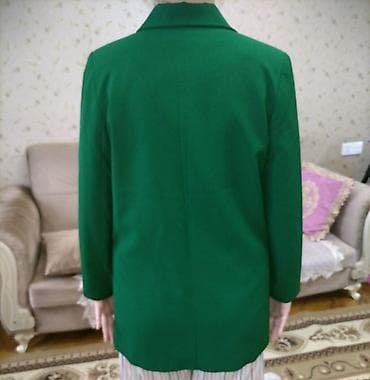 cins pencək: Qadın üçün yaşıl rəngli bleizer - Klassik düz kəsim, oversize effektli — 3