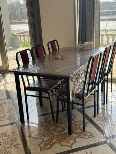 demir stol stul: Mətbəx üçün, Yeni, Açılmayan, Kvadrat masa, 6 stul — 5