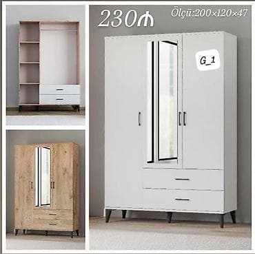 Geyim dolabı – model G_1 • Ölçü: 200 × 120 × 47 sm • Korpus: düz