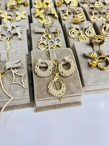 bijuteryalar: Qızılı zərgərlik dəsti – sırğa və boyunbağı - Dizayn: Aypara — 2