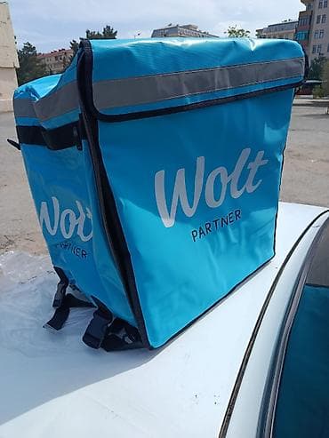 Wolt Partner termo çatdırılma çantası - Rəng: parlaq mavi, reflektor