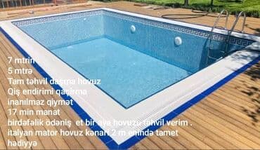 Daşma tipli üzgüçülük hovuzu – tam təhvil - Ölçü: 7 m x 5 m - Tip