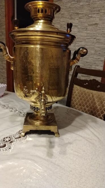 купить бу самовар на дровах: Старинный самовар, 1888 год, Медь, Состояние: Отличное — 3