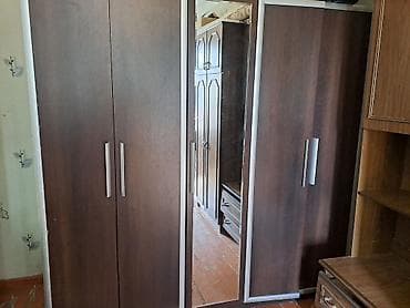 3 qapılı, Güzgülü, Qəhvəyi, Taxta, Kupe, Düz dolab