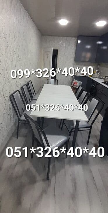 Masa və oturacaq dəstləri: Mətbəx üçün, Yeni, Açılmayan, Dördbucaq masa, 4 stul — 5