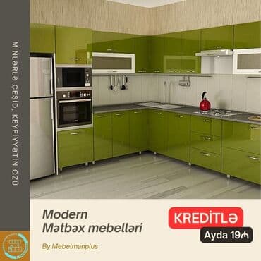 metbex mebeli gence: Sifarişlə mətbəx dəsti, Mat laminat, Kredit var, Pulsuz çatdırılma — 18