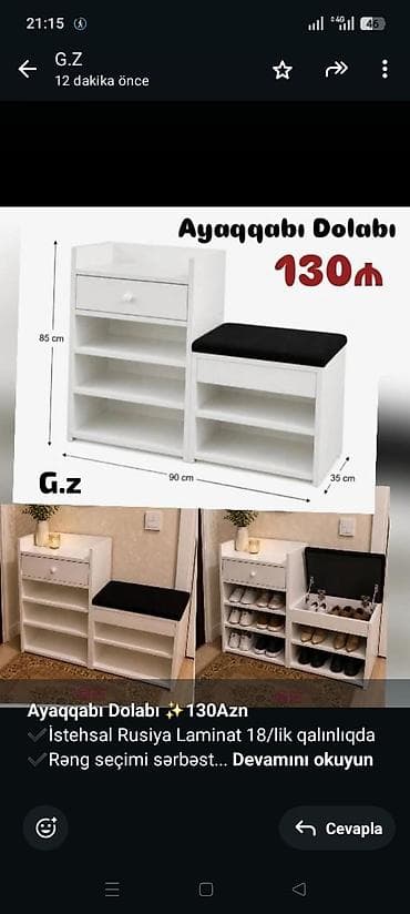 *Ayaqqabı Dolabı ✨130Azn* ✔️İstehsal Rusiya Laminat 18/lik qalınlıqda — 1