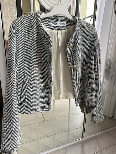 ZARA qadın jaketi - Model: Tweed teksturalı, balıqqulağı (herringbone)