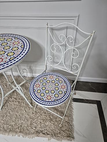 toxuma ip: Mozaik naxışlı masa-stul dəsti - Dəst: 1 ədəd dairəvi masa + 2 ədəd — 2