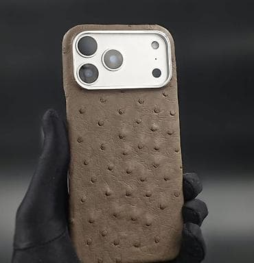 iphon xr: Məhsul: Smartfon üçün dəri ostrich leather gray fakturalı qoruyucu — 1