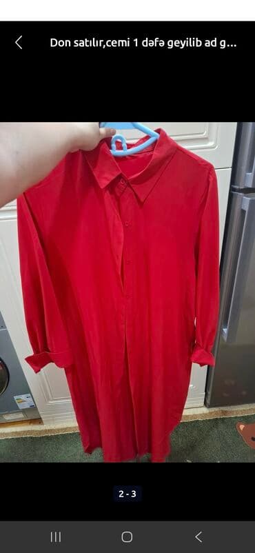 salvar ustu uzun koftalar: Düz kəsimli, uzunqol qadın köynək donu. Bu don gündəlik geyim üçün — 1