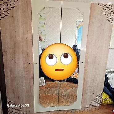 paneli: 4 qapılı, Güzgülü, Qəhvəyi, Taxta, Açılan, Düz dolab — 1