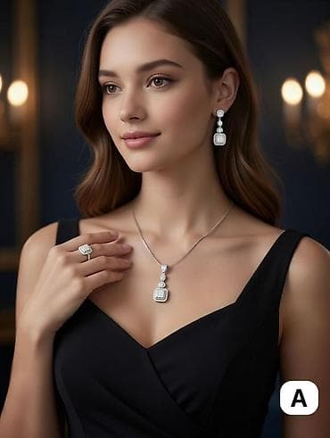 Qadın ayaqqabıları: Zərif zinyət dəsti – kolye, sırğalar və üzük - Dizayn — 2