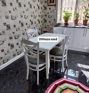 komputer oturacaqlari: Mətbəx üçün, Yeni, Açılmayan, Dördbucaq masa, 4 stul — 1