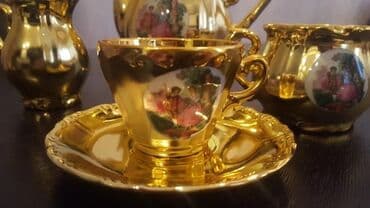 kahla made in gdr: Qəhvə dəsti, rəng - Qızılı, 6 nəfərlik, Yaponiya — 2