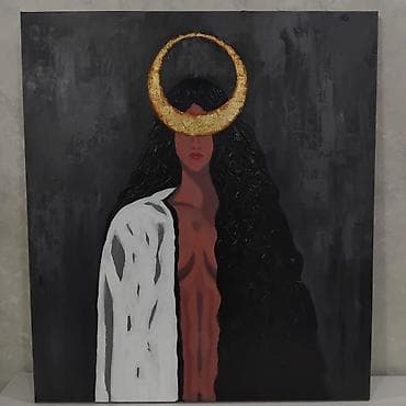 İntuisiya. Aydınlıq və qaranlıq arasında. 80×90 Kətan üzərində akril