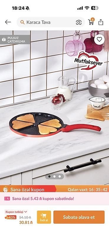 izqara tava: Tava, rəng - Qırmızı, Antipriqar, Karaca — 1