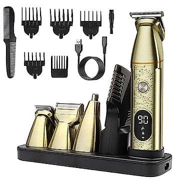 тример: Kemei 5859 - Trimmer dəsti 5in1 / IPX6 / 7000RPM /Qızılı / TYPC — 2