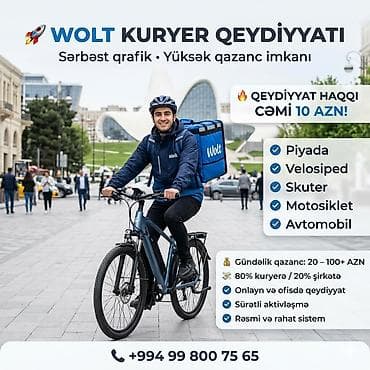 Moto-kuryer tələb olunur, Gündəlik ödəniş, Təcrübəsiz