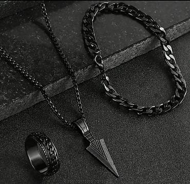 Kişilər üçün 3-lü aksesuar dəsti - Tərkib: kolye, bilərzik və üzük -