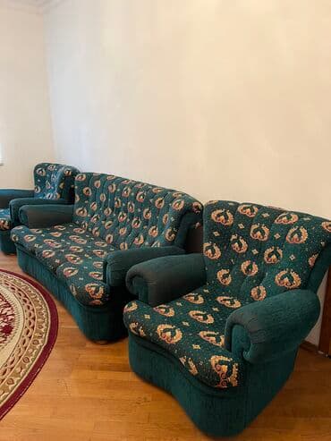 islenmis divan kreslo satiram: İşlənmiş, Divan, 2 kreslo, Bazasız, Açılan — 5