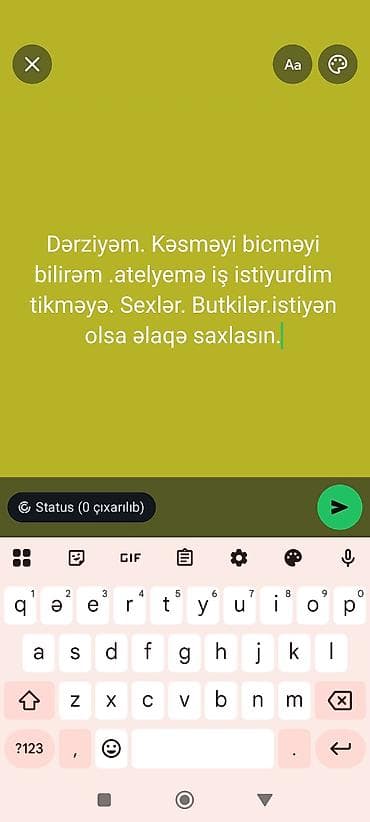 Peşəkar dərzi xidməti - Kəsim və biçim üzrə peşəkaram, ölçüyə uyğun