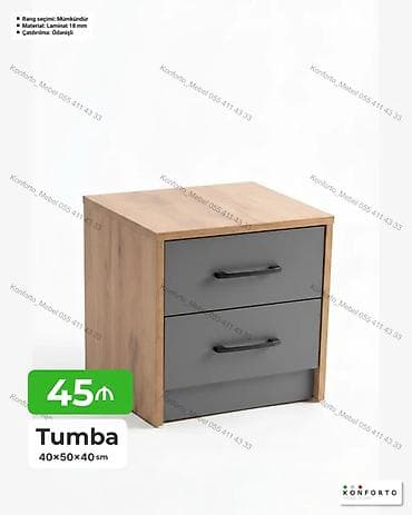 Tumba – 40×50×40 sm - İki çekmecəli kompakt tumbadır; yataq otağı — 1
