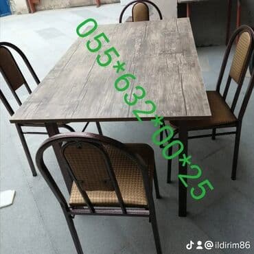 дачный набор стол и стулья: Dördbucaq masa, Mətbəx üçün, Dəhliz üçün, Eyvan üçün, Digər adam sayı, Açılmayan, Azərbaycan, Zəmanətli — 17