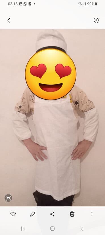 ağ kedlər: Uşaq üçün aşpaz dəsti - Tərkib: ağ aşpaz papağı və ağ önlük - — 2