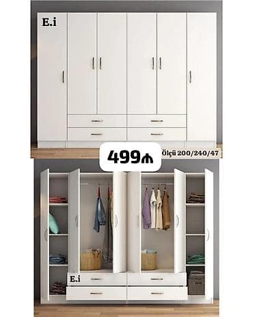 Dolablar: Ağ rəngli çoxfunksiyalı paltar dolabı - Ölçü: 200/240/47 — 1