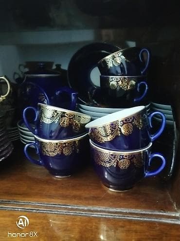 Çay dəsti, rəng - Mavi, Farfor