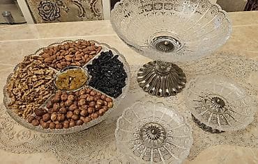 xrustal qab: Şüşə/qab dəsti – meyvə və çərəz üçün İşlənib,amma heç bir problemi — 1