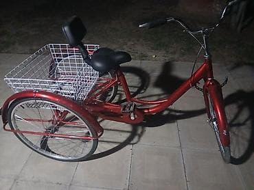 Qırmızı üçtəkərli velosiped – böyük arxa səbətli şəhər/daşıma modeli — 2