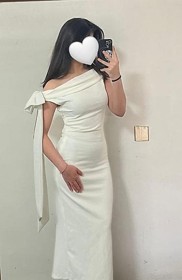 rm butik instagram: Ağ rəngli zərif ziyafət/libas - Model: Asimmetrik, bir çiyinli dizayn — 1